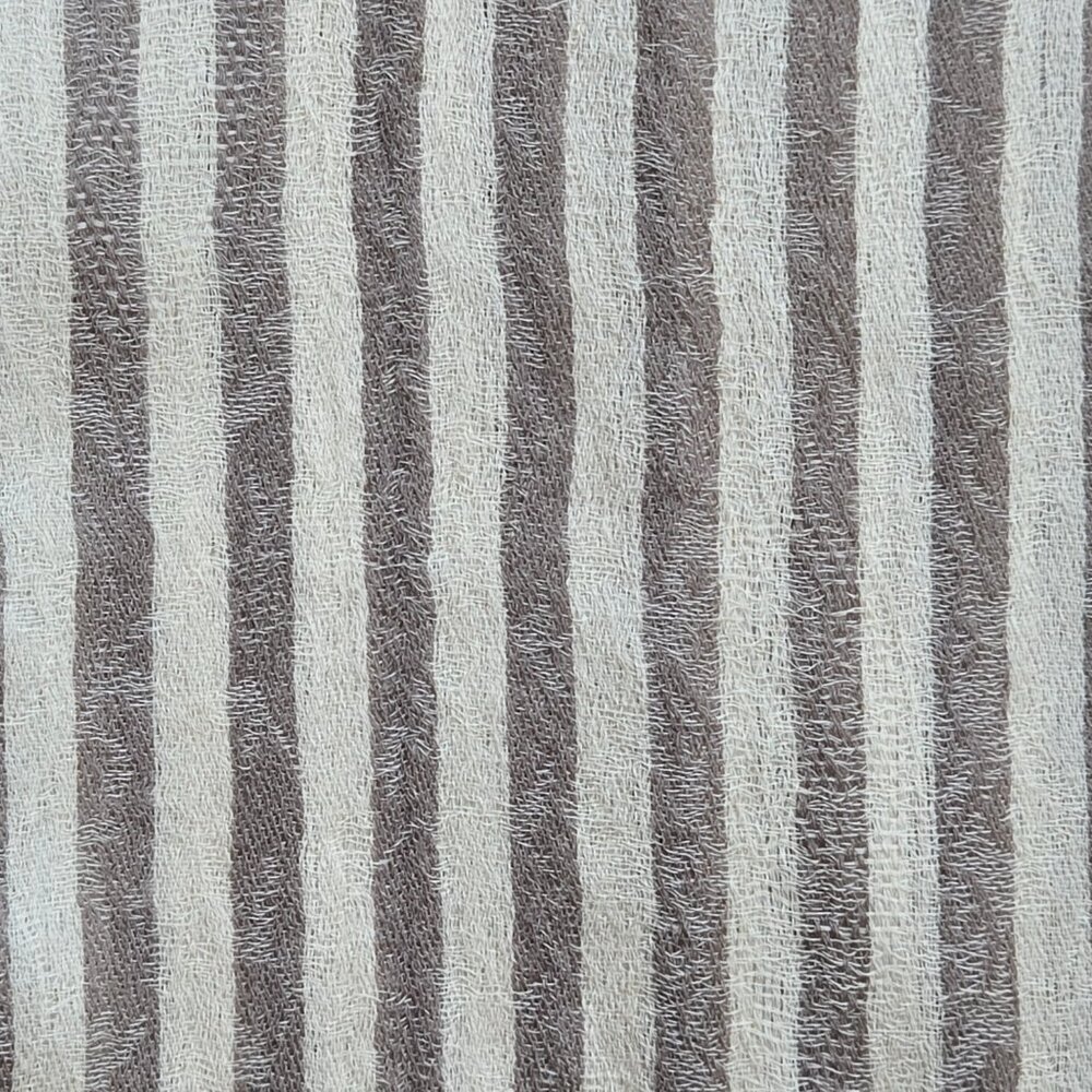 NWOT Lightweight Gauzy Cashmere Scarf Wrap Ivory with Brown Stripes - Picture 10 of 14